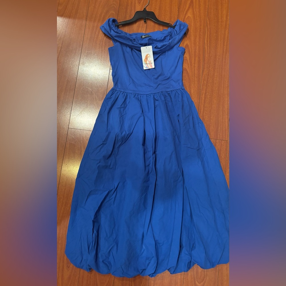 Off-Shoulder Maxi Dress in Royal Blue